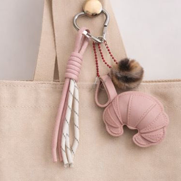 Croissant Bag Charm Pink