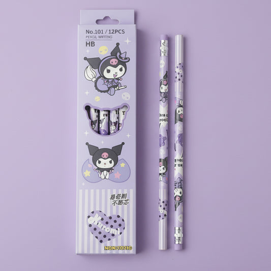 Sanrio HB Pencil Set of 12 With Attached Erasers