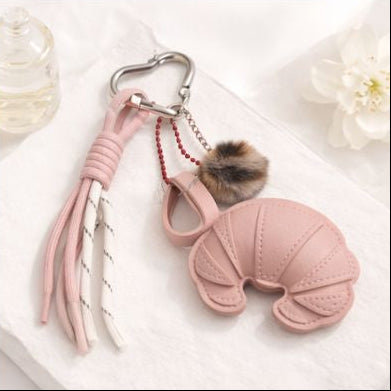Croissant Bag Charm Pink