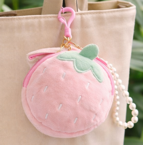 Strawberry Plush Coin Purse Charm