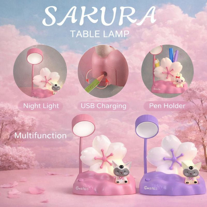 Sakura Multifunction Table Lamp with Pen Holder and Sharpener