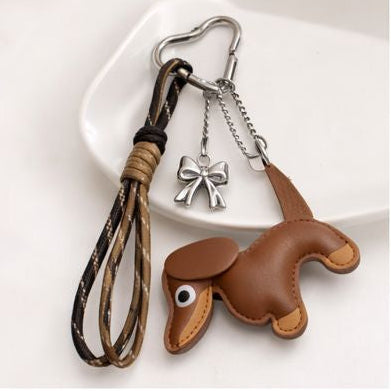 Dachshund Dog Bag Charm Light Brown