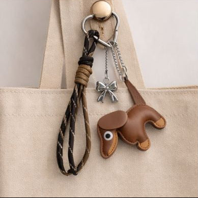 Dachshund Dog Bag Charm Light Brown