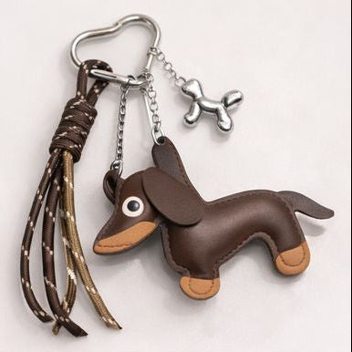 Dachshund Dog Bag Charm Dark Brown
