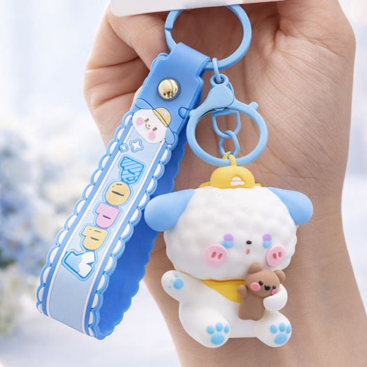 Hi Poppy Blue Happy Day Love Keychain
