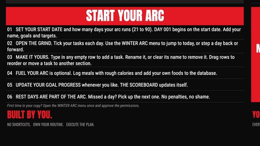 WINTER ARC: ROGUE EDITION – 90-Day Google Sheets Planner
