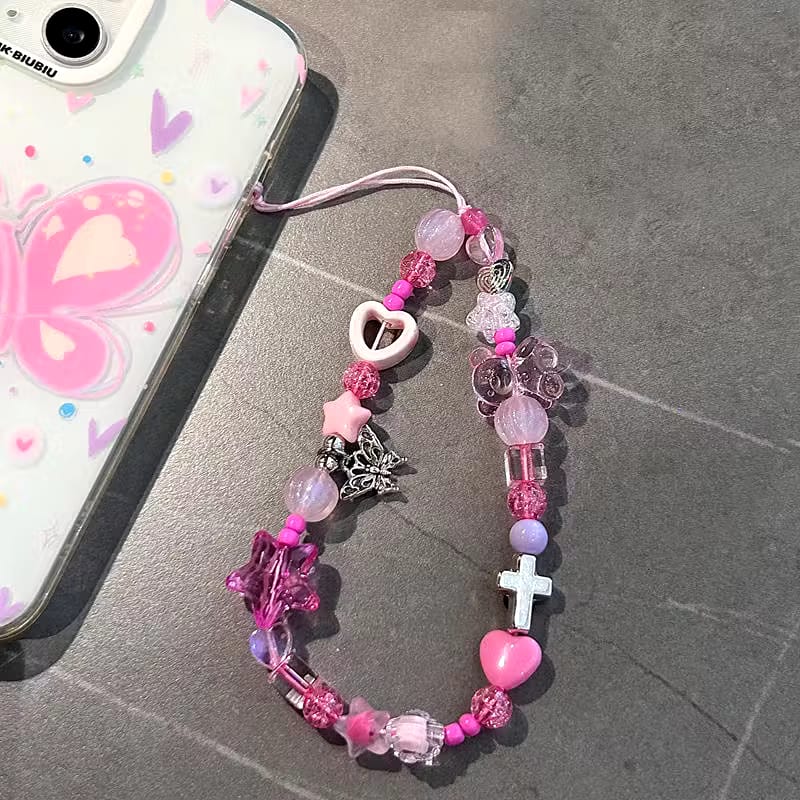 Beaded Phone Charm Cute Bear