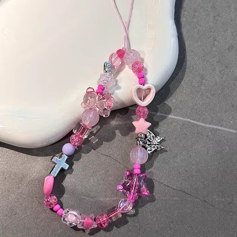 Beaded Phone Charm Cute Bear