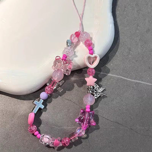 Beaded Phone Charm Cute Bear