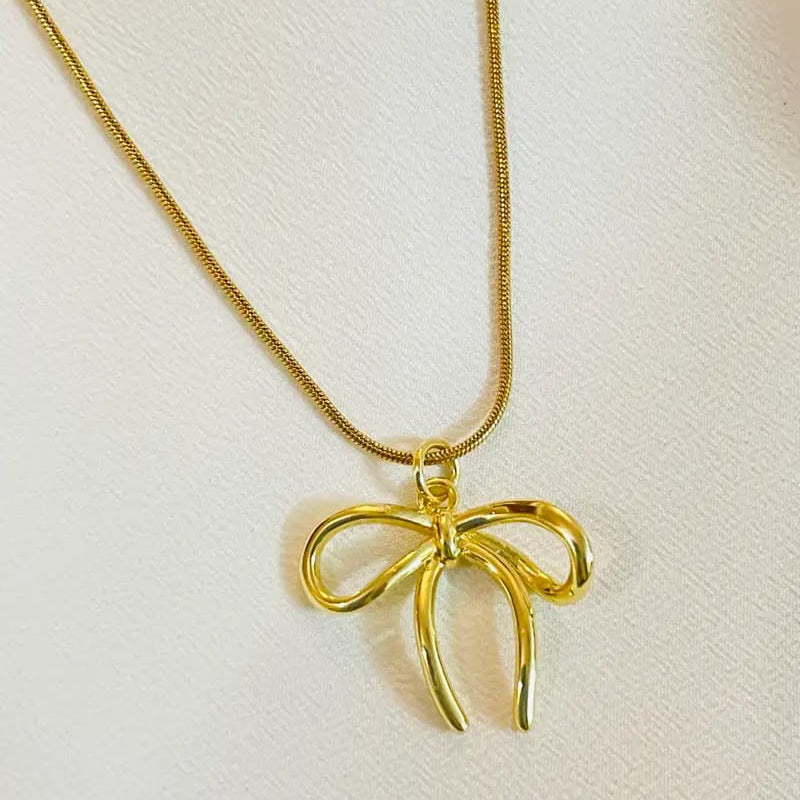 Stainless Steel Bow Anti-Tarnish Necklace