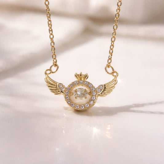 Rhinestone Angel Wings Stainless Steel Anti-Tarnish Necklace