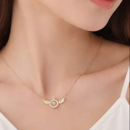 Rhinestone Angel Wings Stainless Steel Anti-Tarnish Necklace