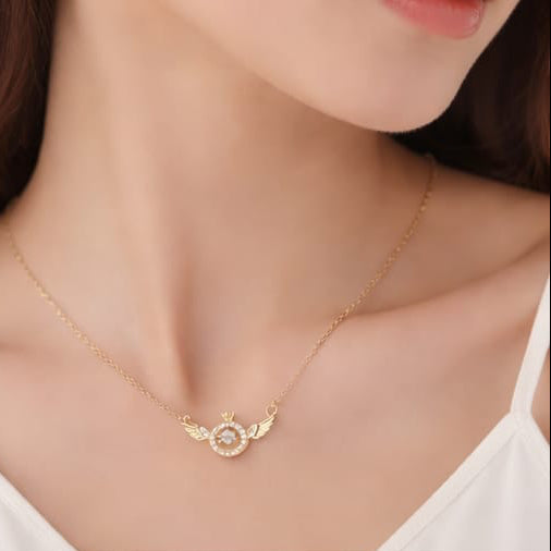 Rhinestone Angel Wings Stainless Steel Anti-Tarnish Necklace