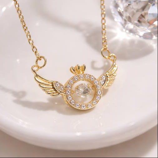Rhinestone Angel Wings Stainless Steel Anti-Tarnish Necklace