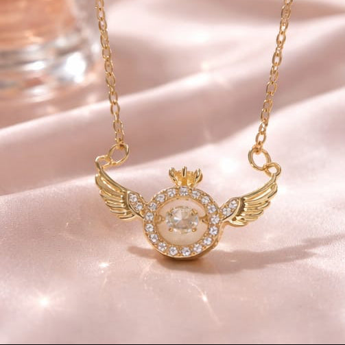 Rhinestone Angel Wings Stainless Steel Anti-Tarnish Necklace