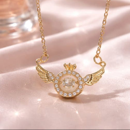 Rhinestone Angel Wings Stainless Steel Anti-Tarnish Necklace