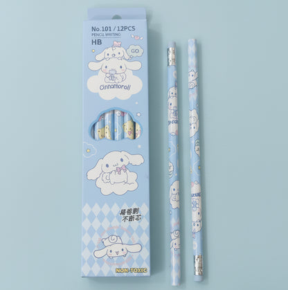 Sanrio HB Pencil Set of 12 With Attached Erasers