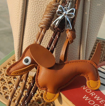 Dachshund Dog Bag Charm Light Brown