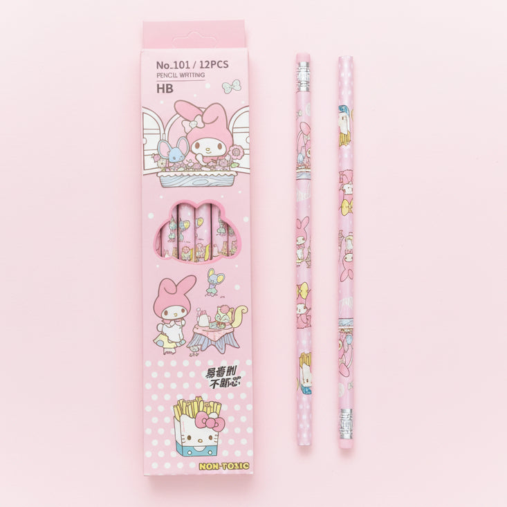 Sanrio HB Pencil Set of 12 With Attached Erasers