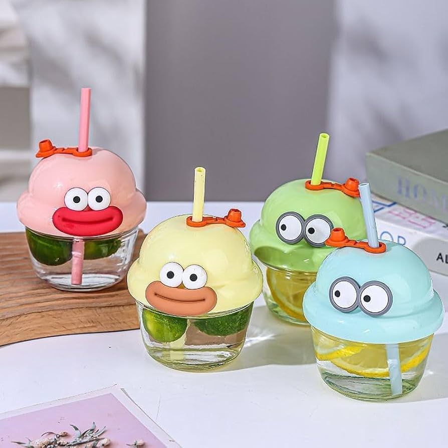 Cute Mini Cartoon Glass Sipper