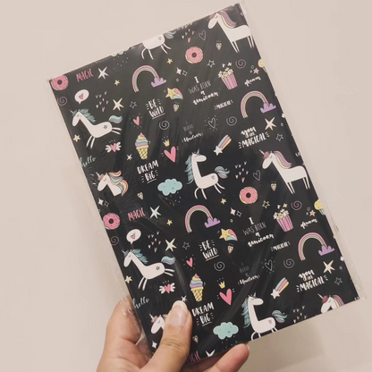 Unicorn Black Theme Slim Notebook